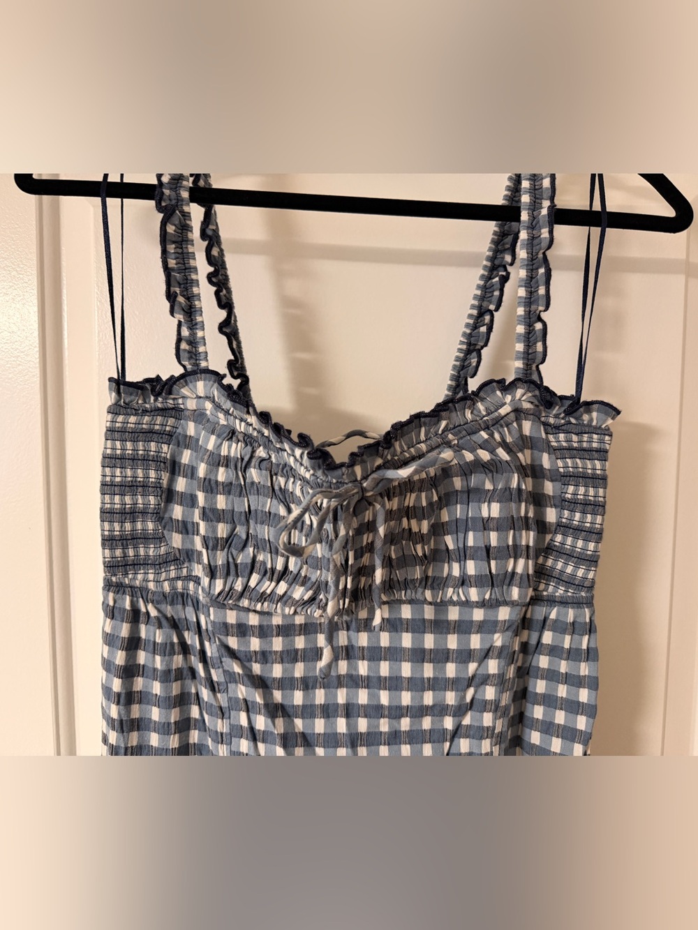 NWT Free People Lucinda Stretch Cotton Dress - Gingham Check - Sz Large - Picture 7 of 12